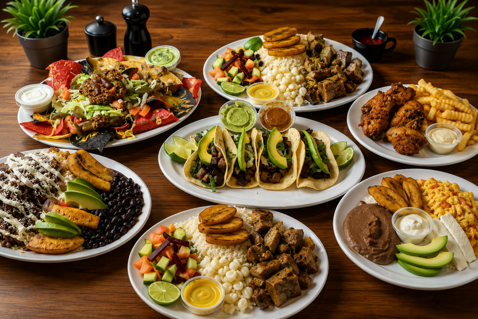 Authentic Latin food spread